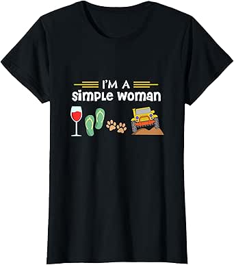 I'm A Simple Woman Wines Flip Flops Dogs 4x4 Lovers T-Shirt