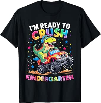 Crush Kindergarten Boys Dinosaur Back To School First Day T-Shirt