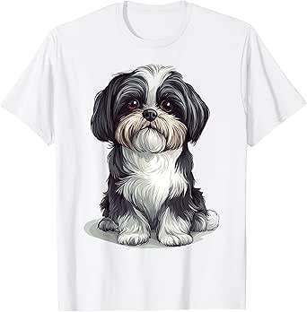 Shih Tzu Dog Motif Pet Artwork Shih Tzu Men Women Kids T-Shirt