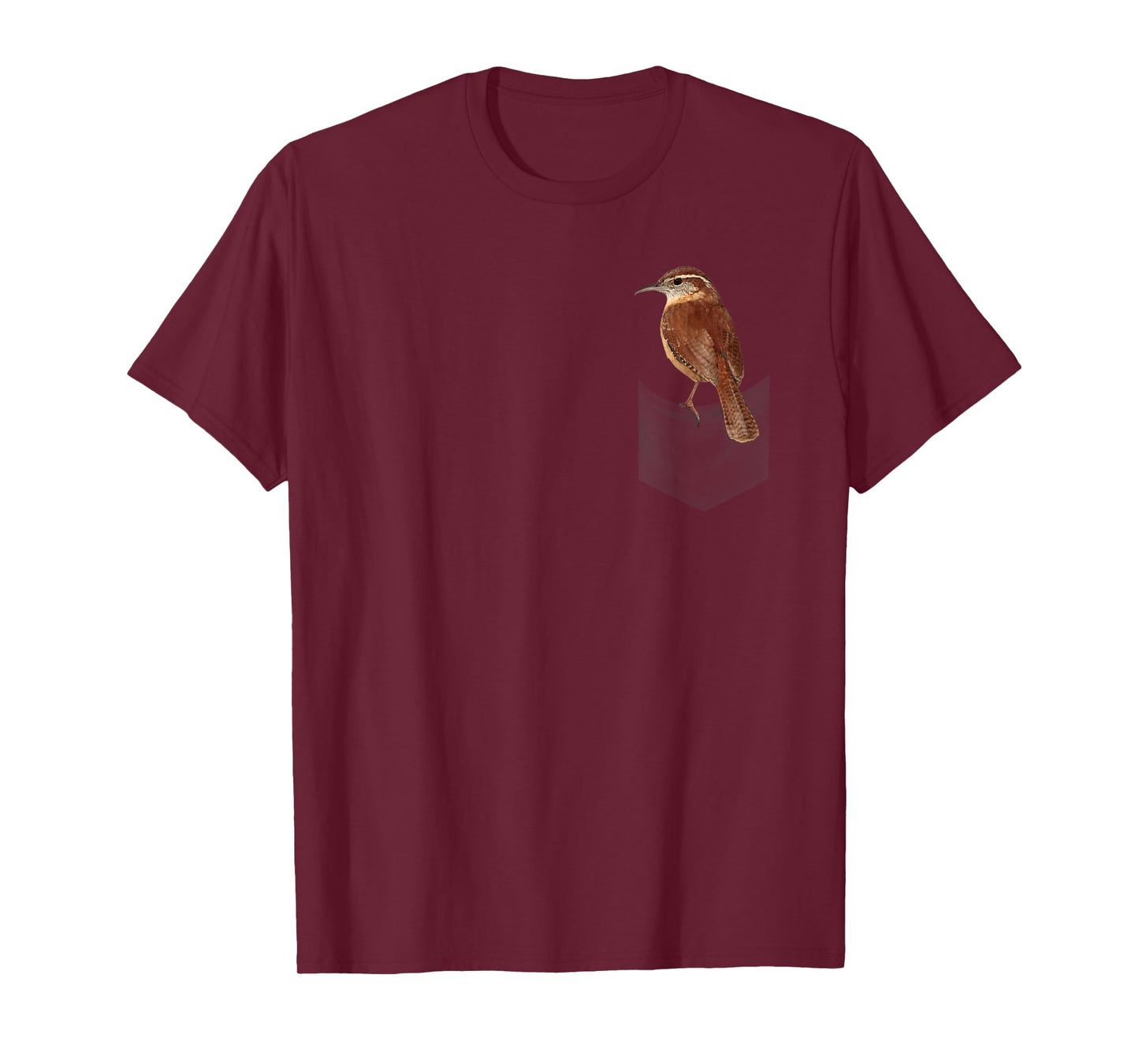 Carolina wren bird on fake pocket on chest T-Shirt