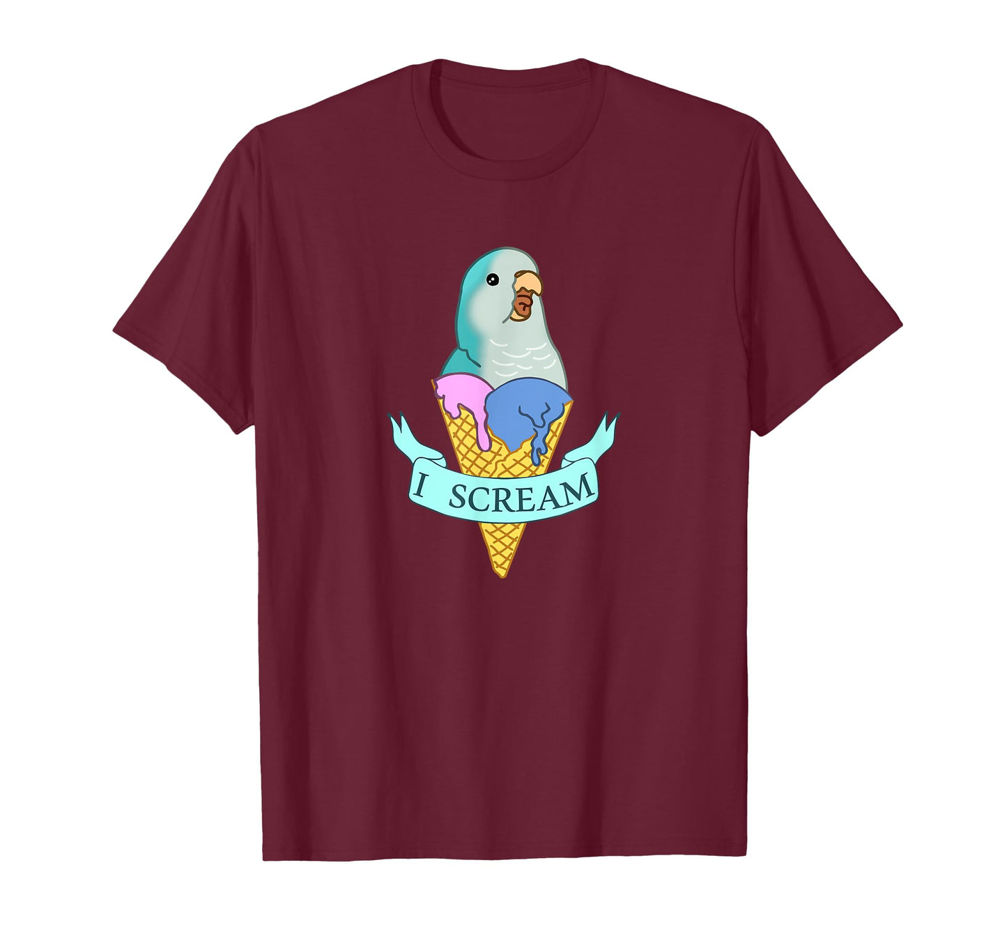 I scream Quaker Parrot, Funny Ice cream Blue Monk Parakeet T-Shirt