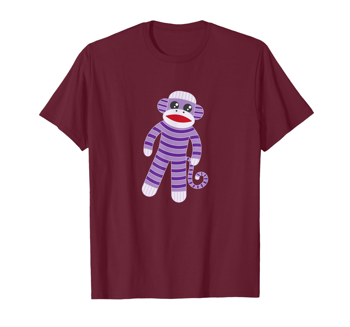 Cute Purple Striped Sock Monkey T-Shirt T-Shirt