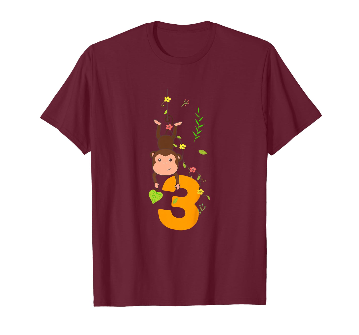 Kids Funny Cute Monkey Lover 3rd Birthday Three 3 Yr 3 Year Old T-Shirt