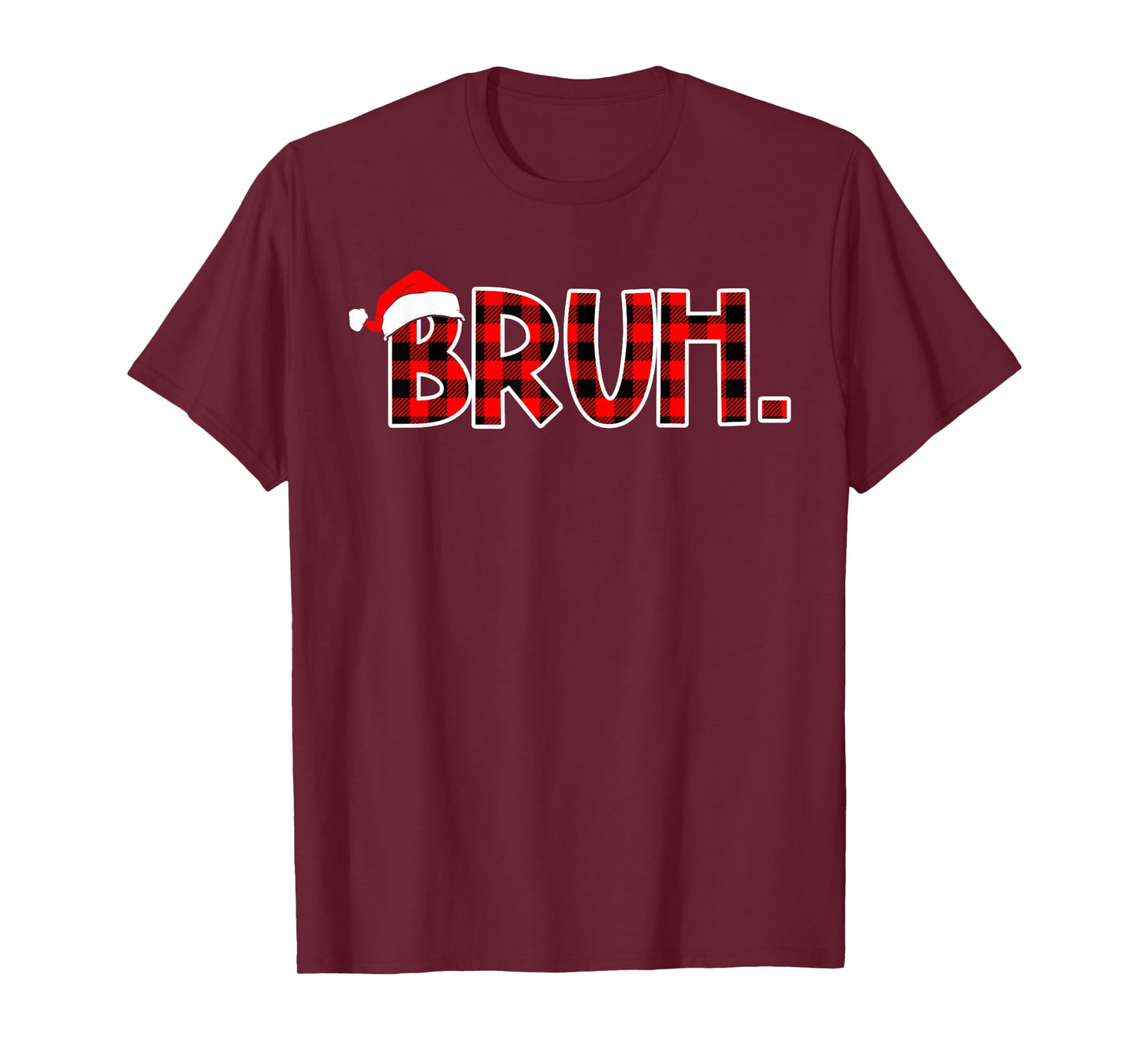 Bruh Funny Christmas Buffalo Plaid Boys Kids Xmas Pajamas T-Shirt