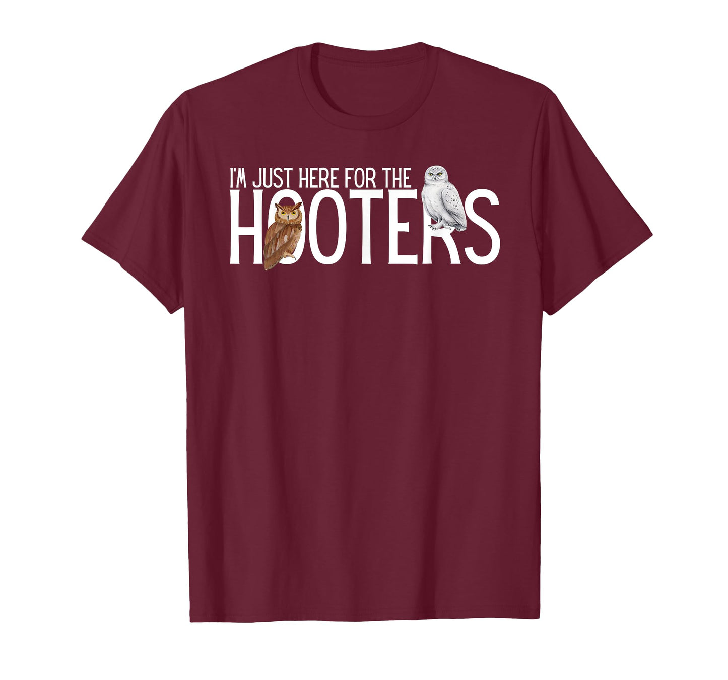 Funny Owl Shirts I'm Just Here for the Hooters Unisex-Adults Birdwatcher Humor Owl Graphic T-Shirt Black Small