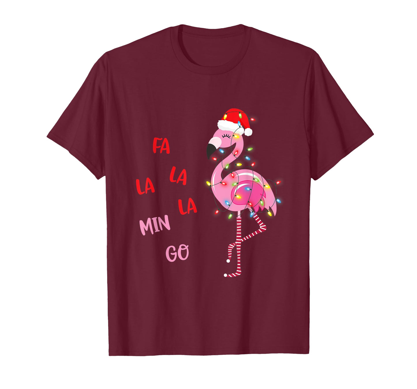 Fa La La Mingo Christmas Flamingo Tree Lights Santa Flamingo T-Shirt