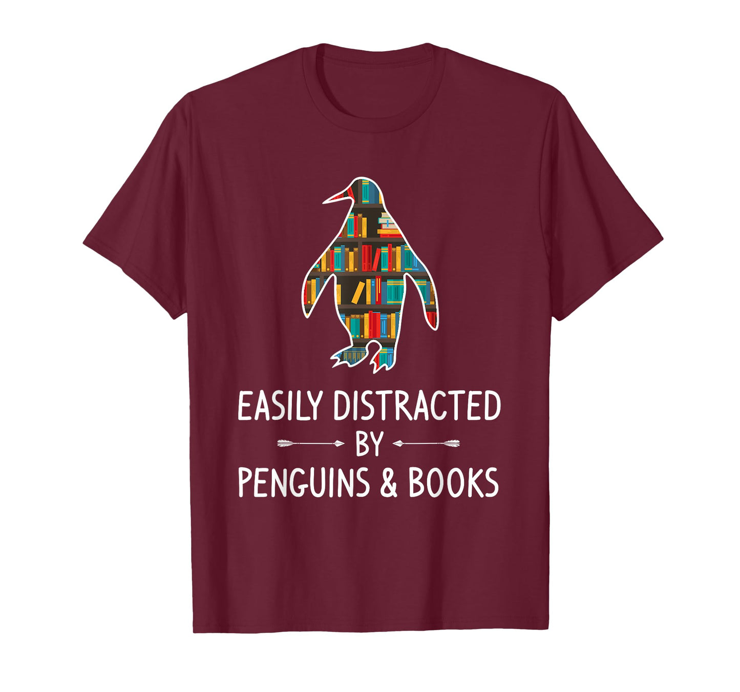 Easily Distracted By Penguins & Books Lover Gift Bird Animal T-Shirt