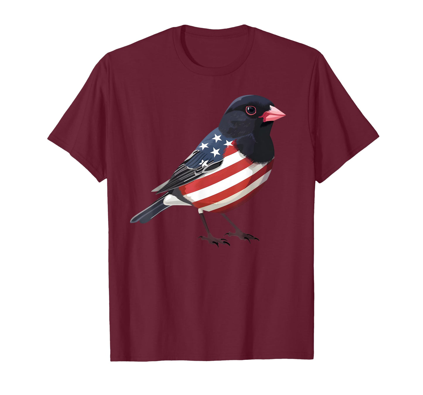 US Flag Dark Eyed Junco Patriotic Bird Face 4th Of July T-Shirt