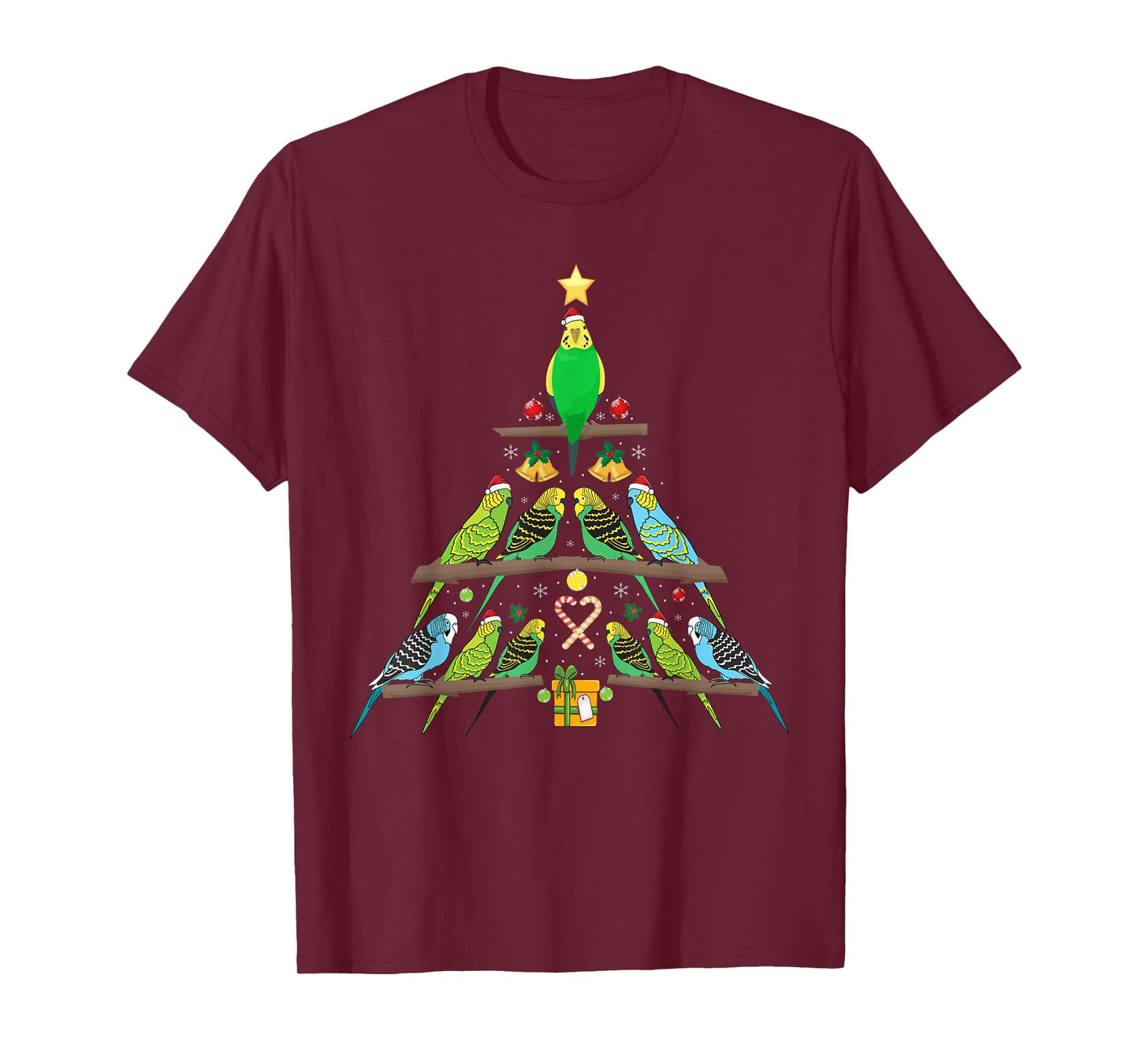 Budgie Christmas Tree Bird Christmas T-Shirt