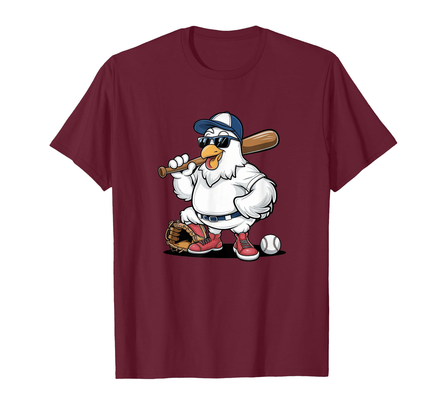 Baseball Playing Chicken Funny Sports Design T-Shirt
