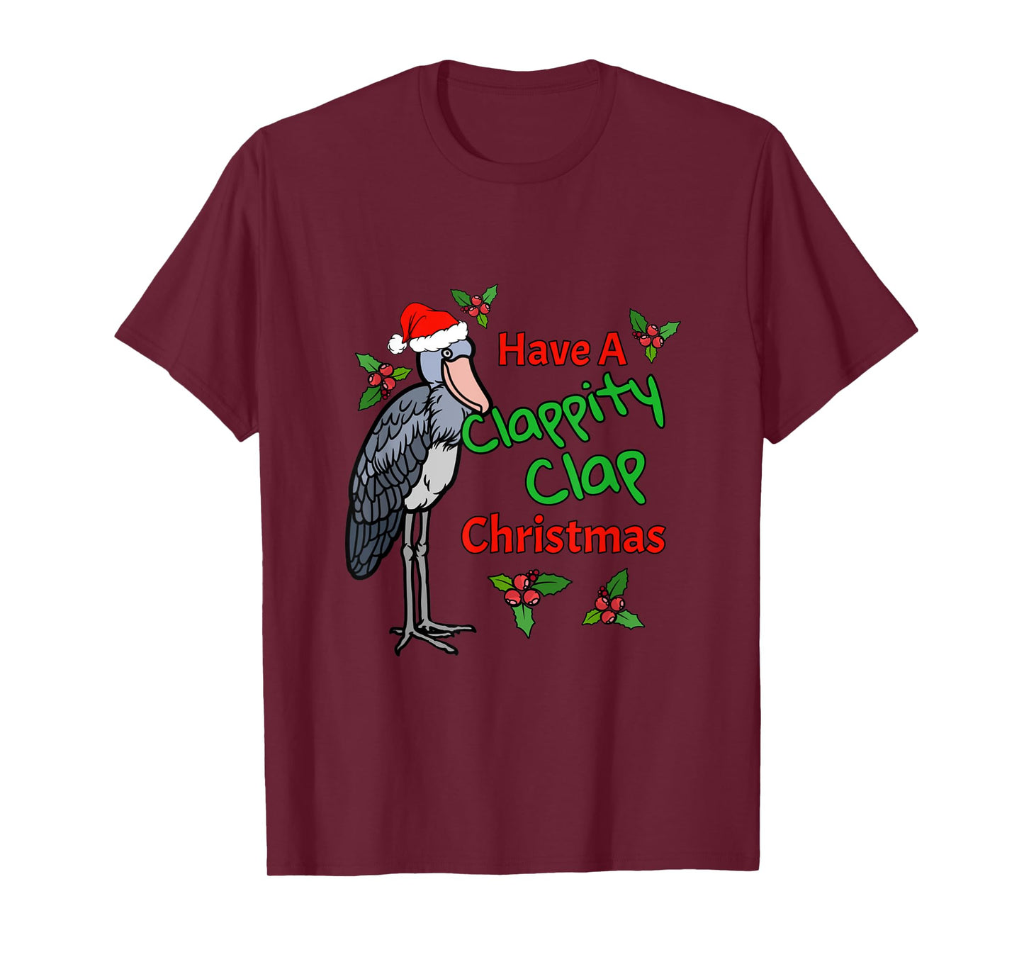Shoebill Stork Funny Christmas Bird Animals Holiday Design T-Shirt
