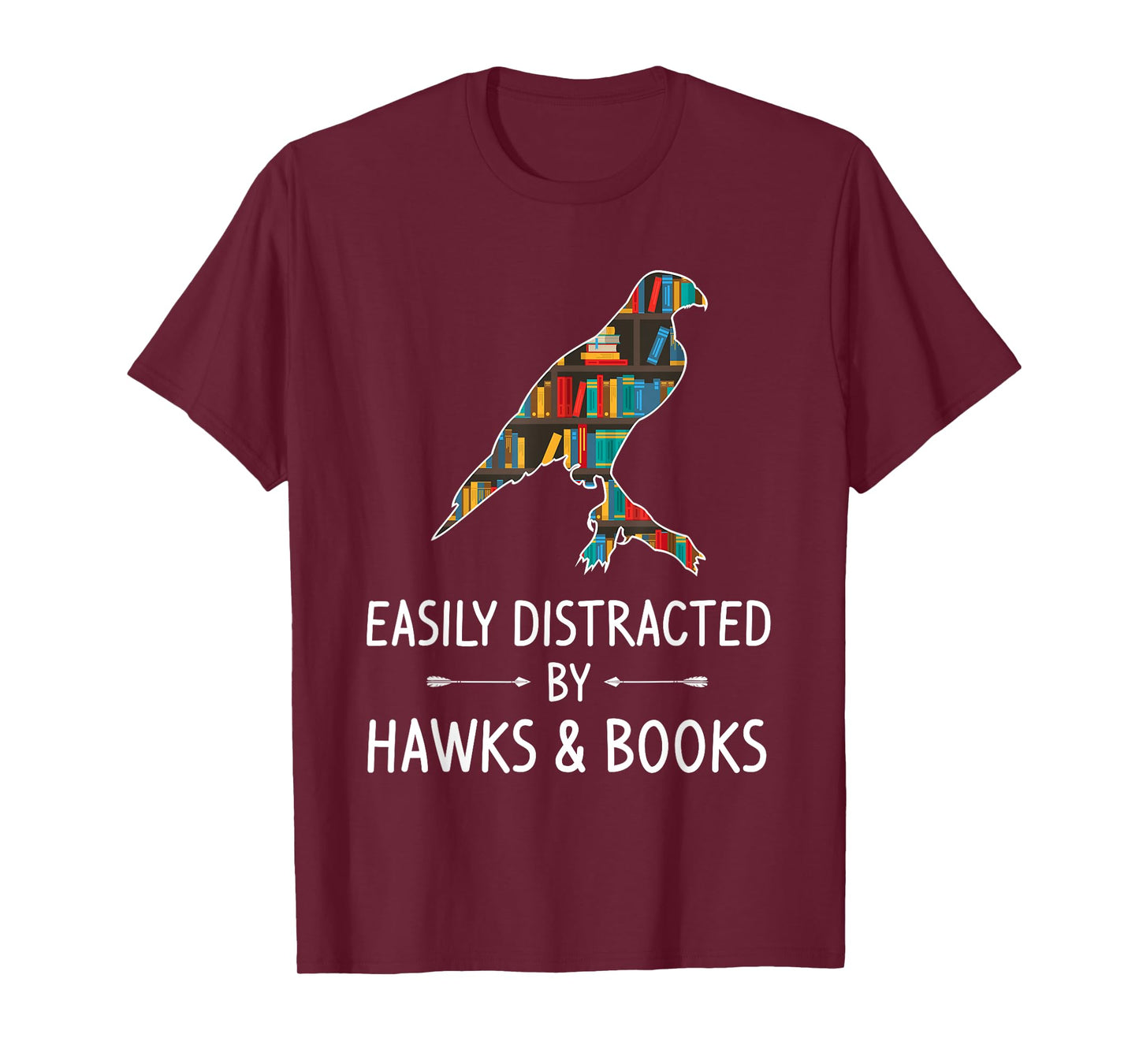 Easily Distracted By Hawks & Books Lover Gift Falcon Bird T-Shirt