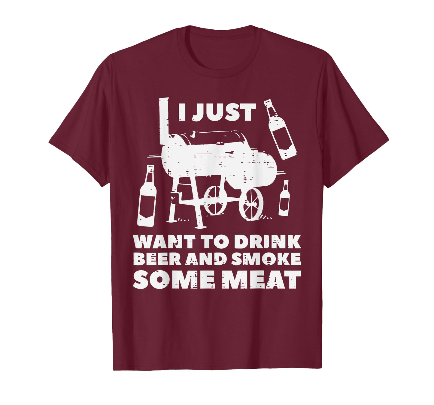 Just Want To Grill Some Meat Fun Bbq Barbecue Grill Dad Men T-Shirt