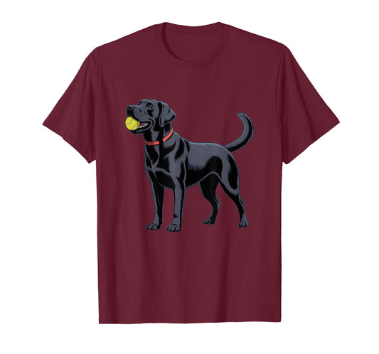 Black Labrador Retriever Black Lab Dog Fetch Tennis Ball T-Shirt