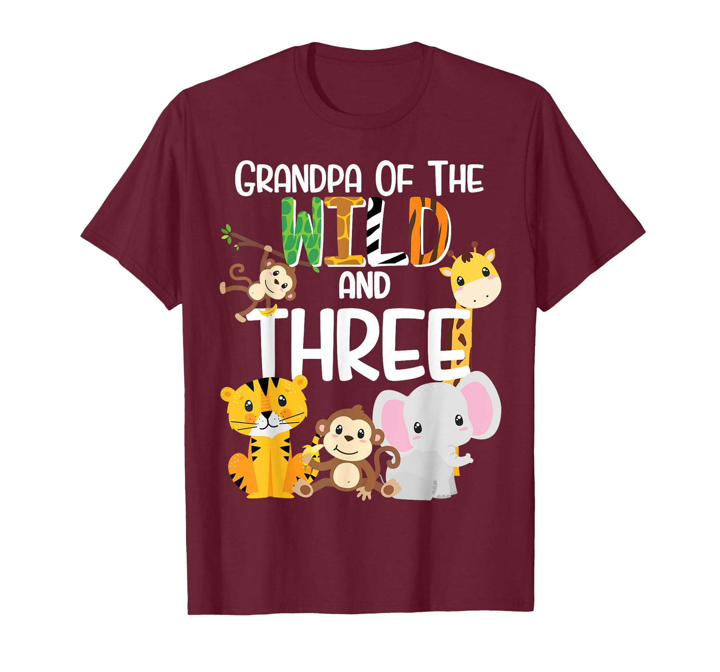 Grandpa of the Wild and 3 Zoo Theme Birthday Safari Jungle T-Shirt