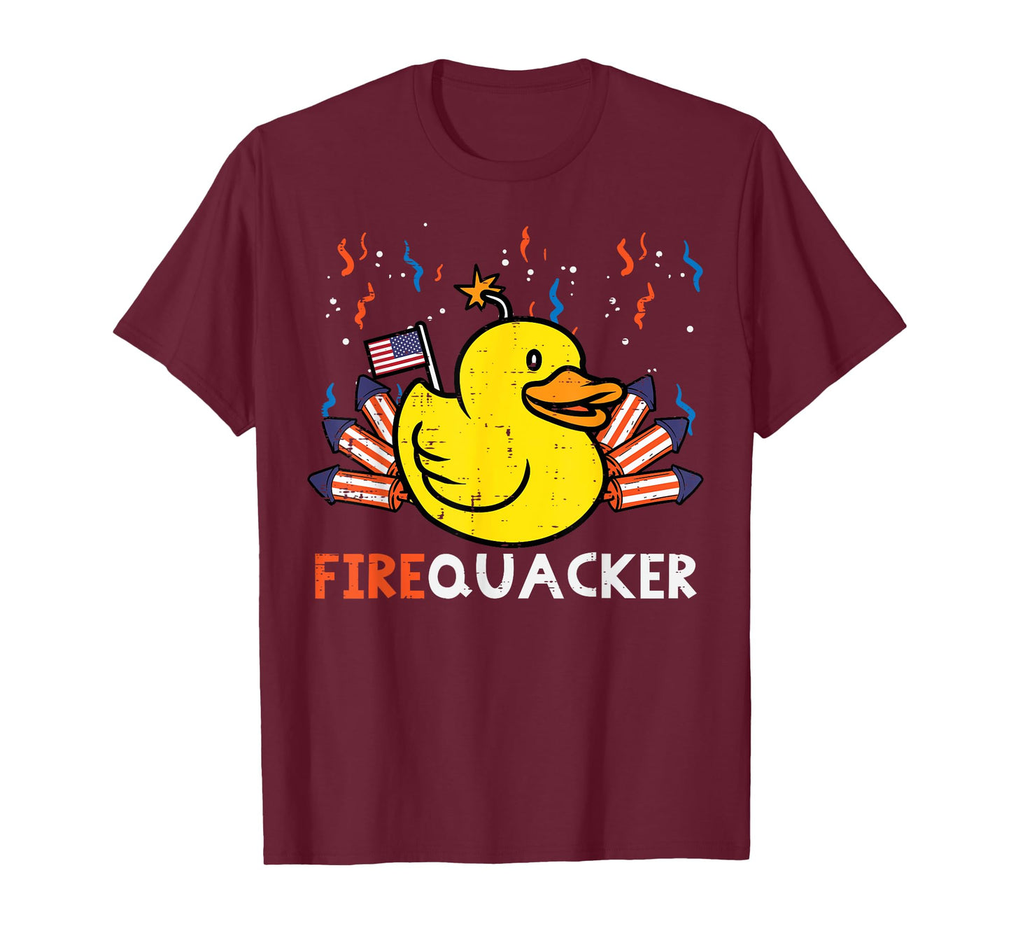 4th July Rubber Duck Firequacker Patriot Men Boys Kids Women T-Shirt
