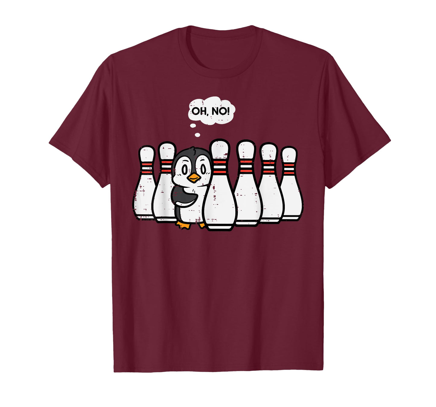 Penguin Bowling Pins Oh No Funny Bowler Player Men Women Kid T-Shirt