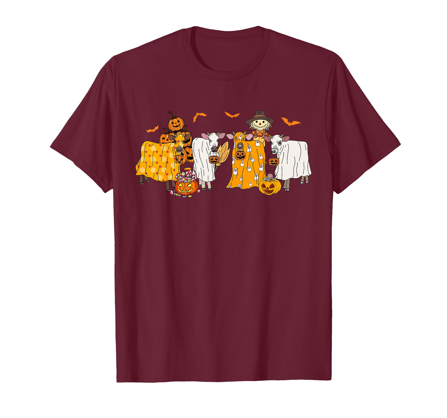 Cow Dressed As Ghost Farm Animal Spooky Season Halloween T-Shirt