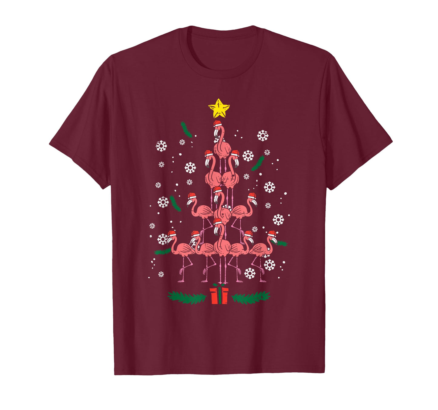 Flamingo Christmas Tree Bird Animal Xmas Women T-Shirt