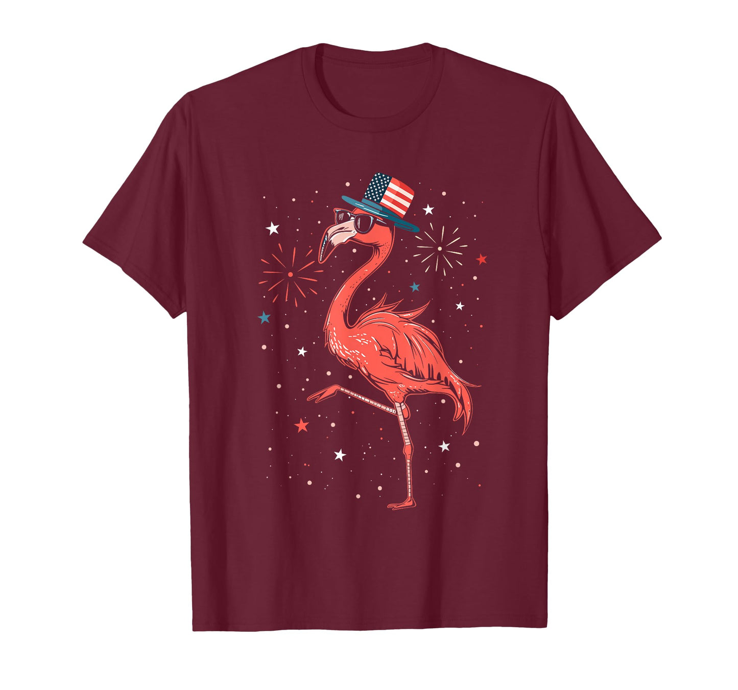 Patriotic American Flamingo Dancing USA Flag 4th Of July T-Shirt