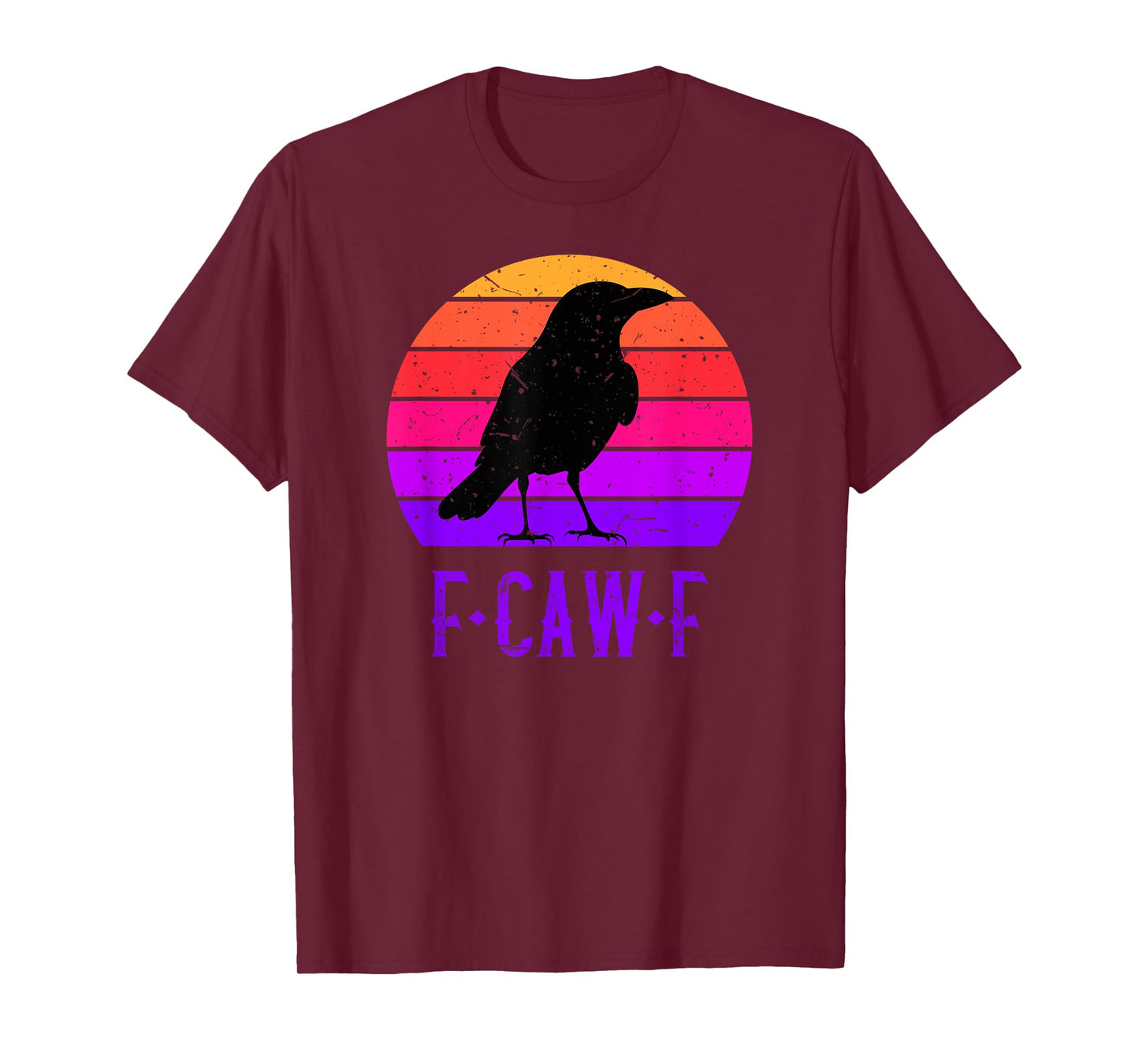 F-Caw-F Black Crow Black Bird Retro Sunset Vintage F-Caw-F T-Shirt