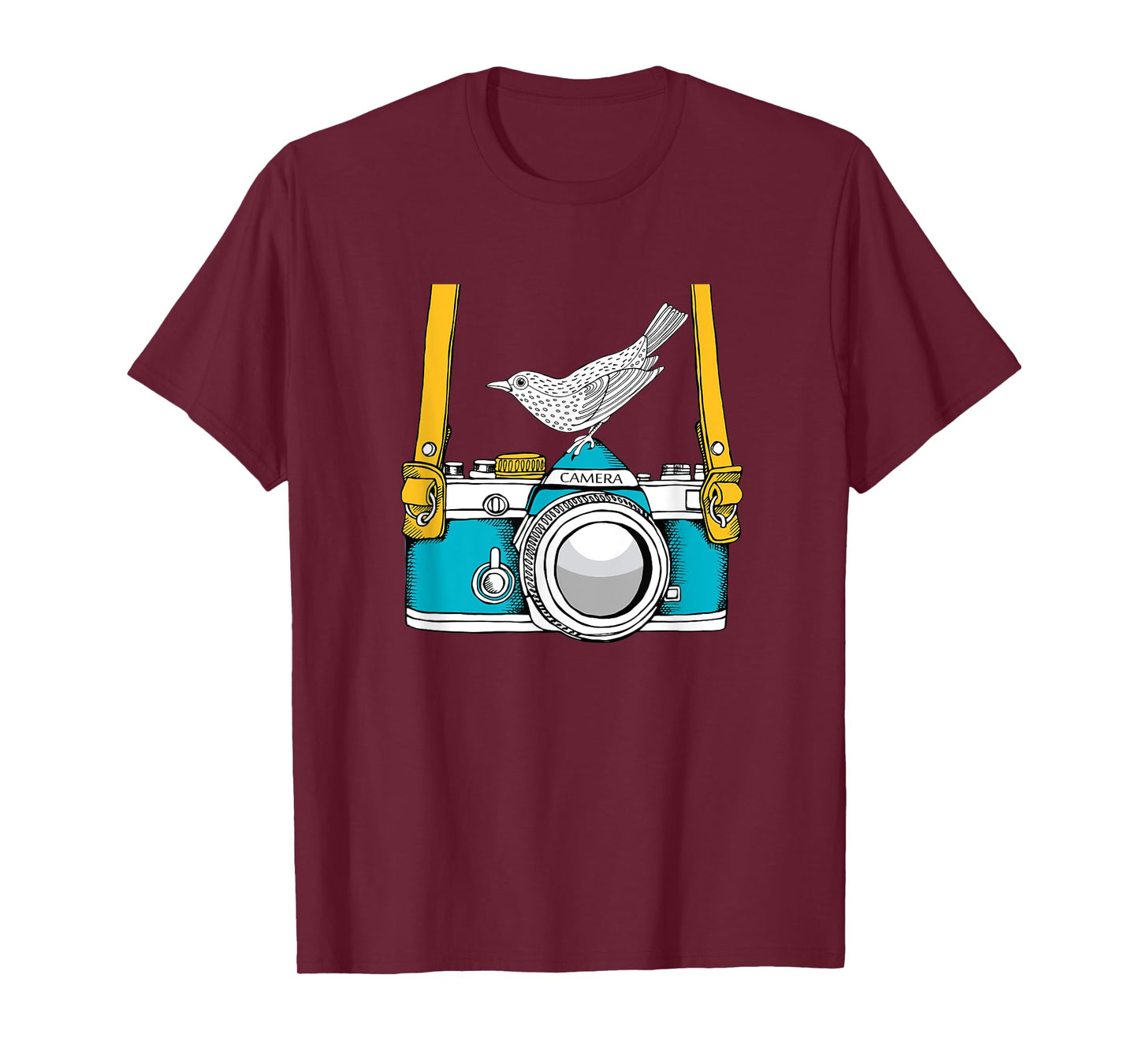 Bird on a Vintage Camera a Bird Photographer T-Shirt