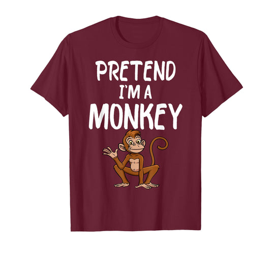 Pretend I'm A Monkey Tee Funny Lazy Halloween Costume party T-Shirt