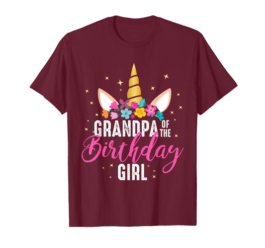 Grandpa Of The Birthday Girl Grandpa Gift Unicorn Birthday T-Shirt