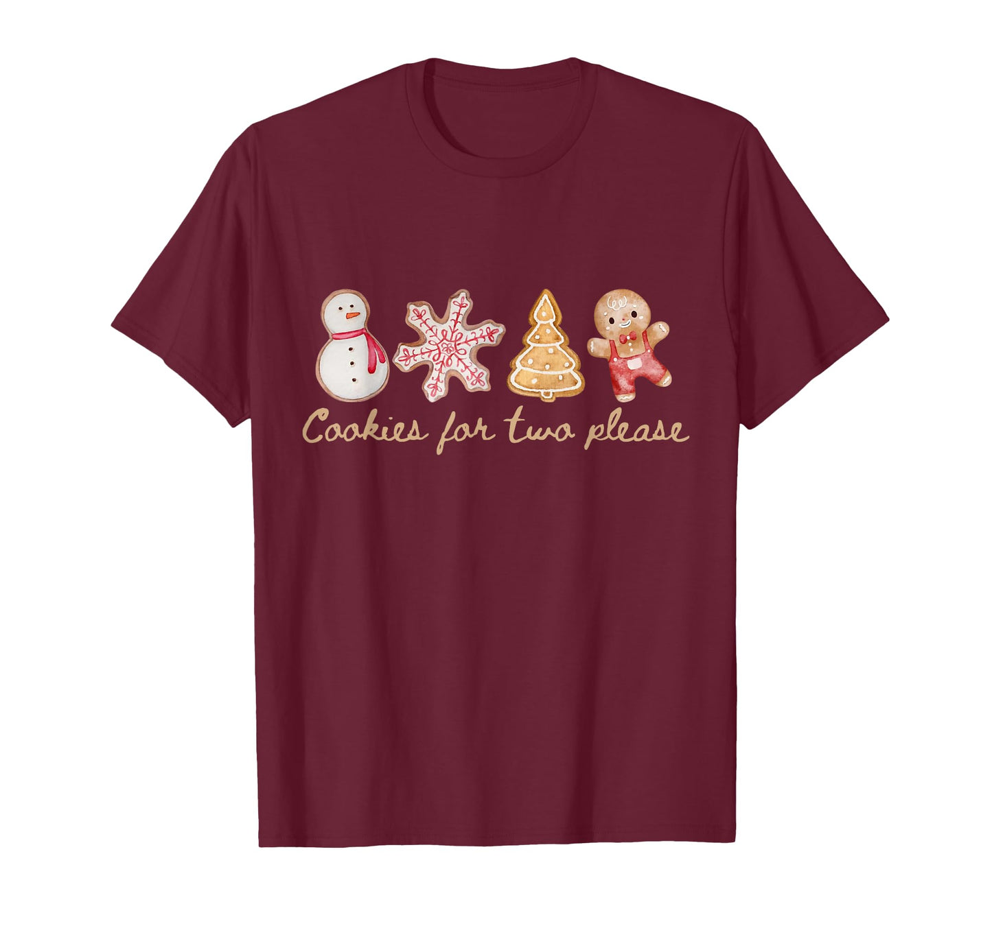 Funny Vintage Cookies For Two Please Pregnancy Mom Christmas T-Shirt