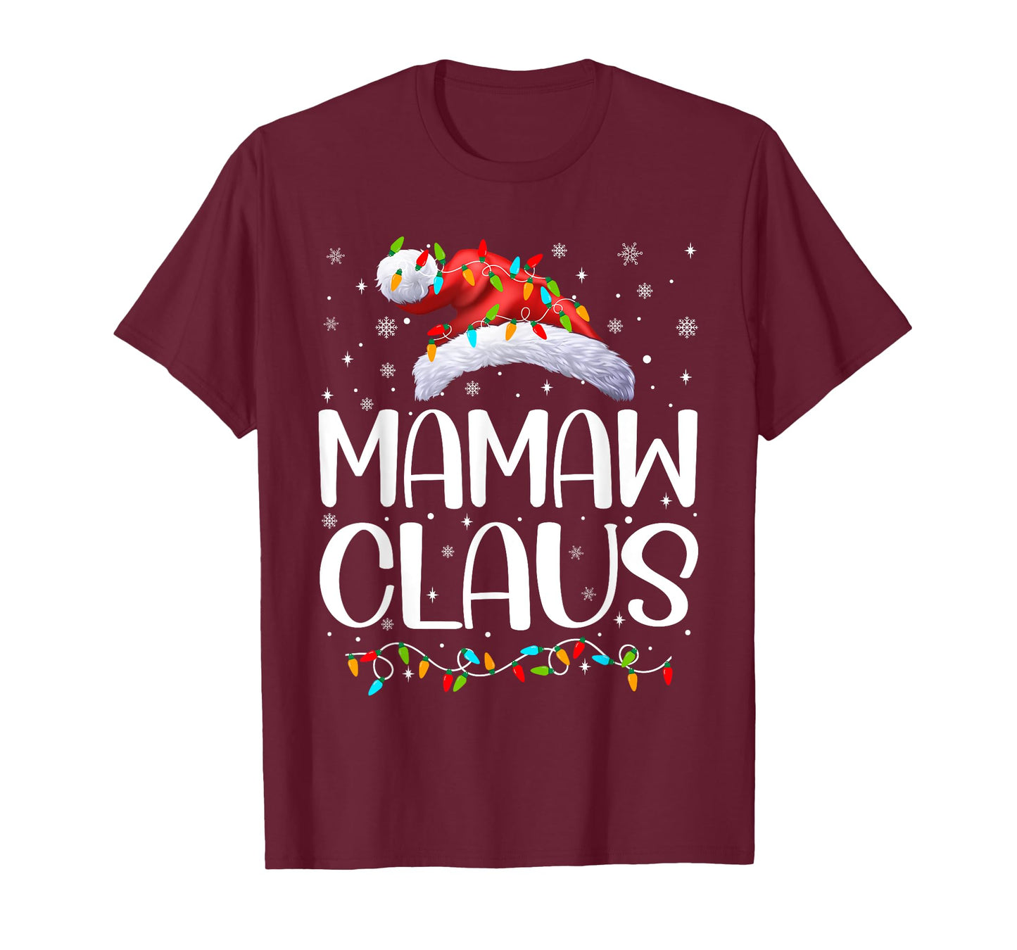 Mamaw Claus Xmas Lights Christmas Pajama Matching Family T-Shirt