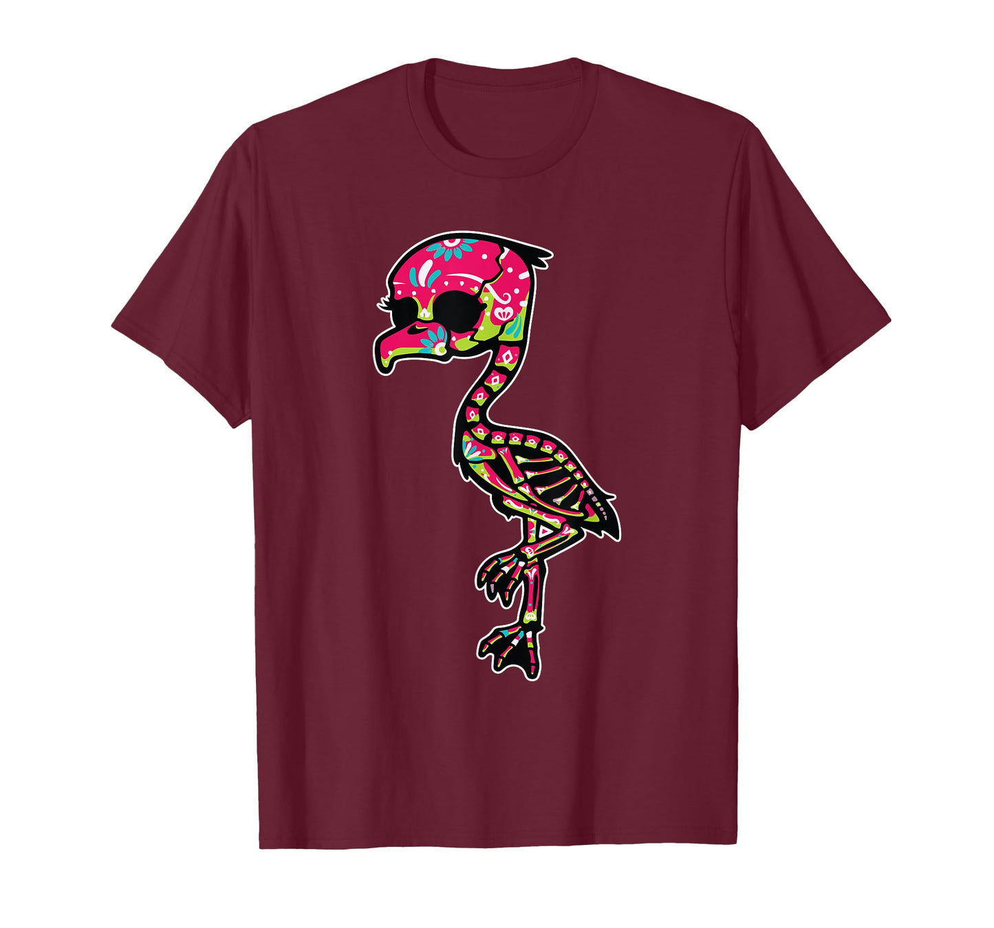 Flamingo Sugar Skull Dia De Los Muertos Mexican Day Of Dead T-Shirt