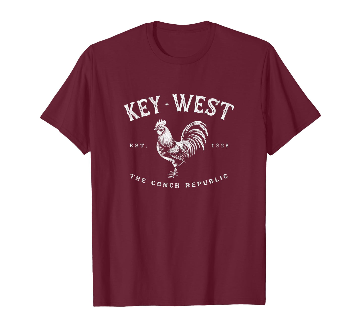 Funny Key West Rooster Chicken Sunrise Fishing Surfing Scuba T-Shirt