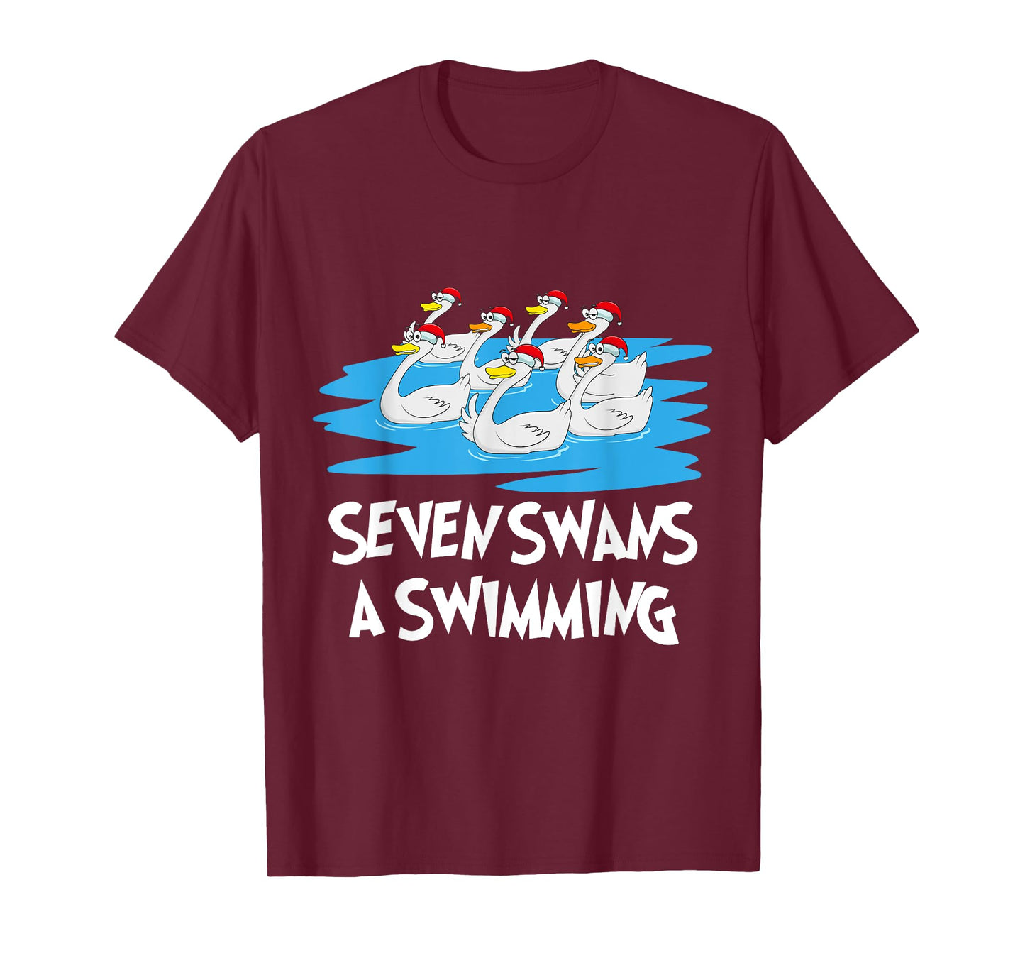 Seven Swans a Swimming 12 Days - Christmas Song Funny Gift T-Shirt