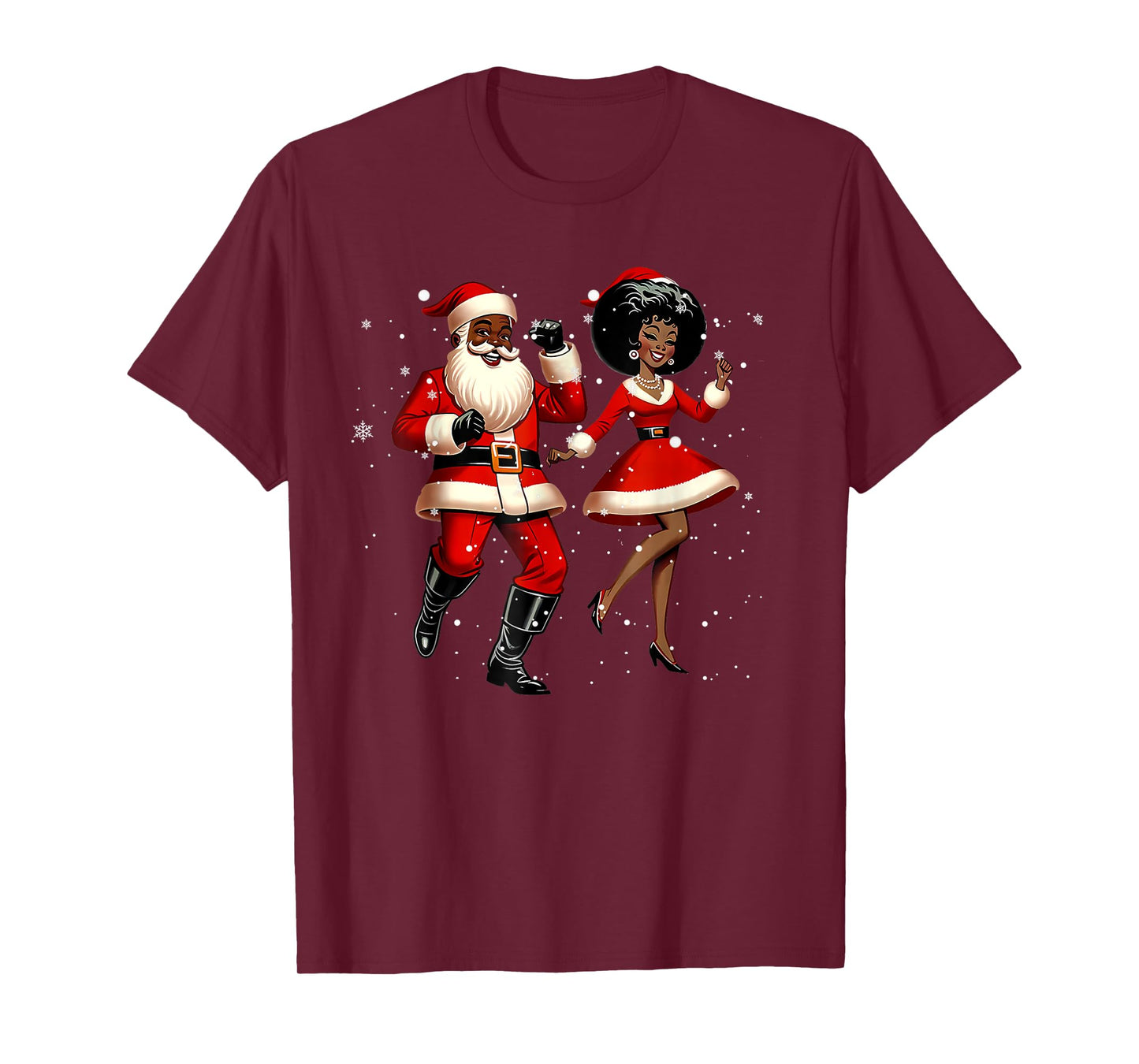 African Santa Mrs Claus Dancing African American Christmas T-Shirt