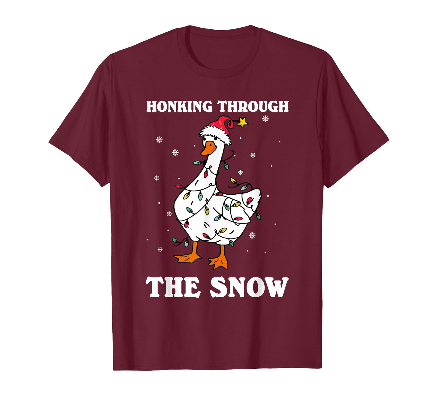 Honking Through The Snow Christmas Silliest Goose Santa T-Shirt