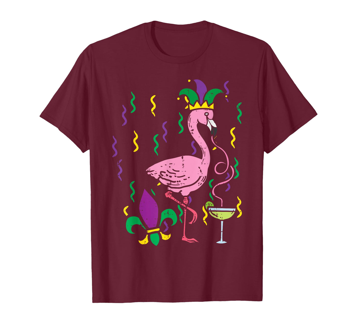 Mardi Gras Jester Flamingo Funny Carnival Bird Tee Men Women T-Shirt