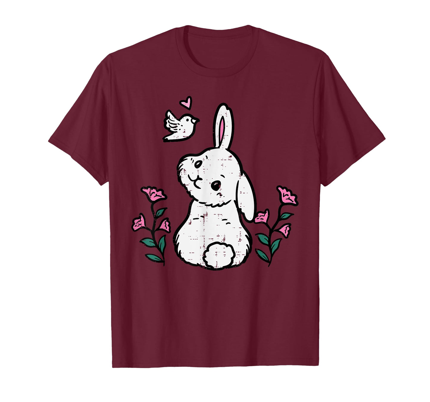 Bunny Bird Flowers Easter Spring Rabbit Women Girls Kids T-Shirt