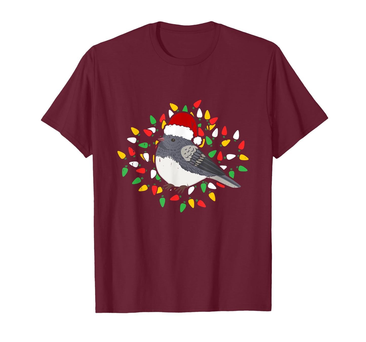 Holiday Xmas Santa Hat Dark Eyed Junco Bird Christmas T-Shirt