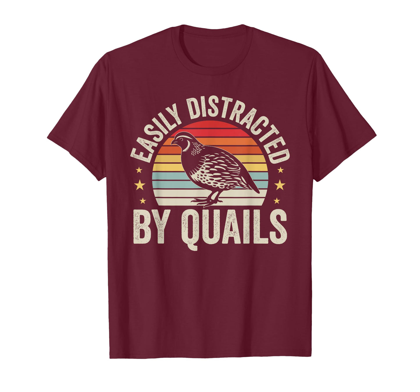 Easily Distracted By Quails Funny Vintage Bird Lover T-Shirt