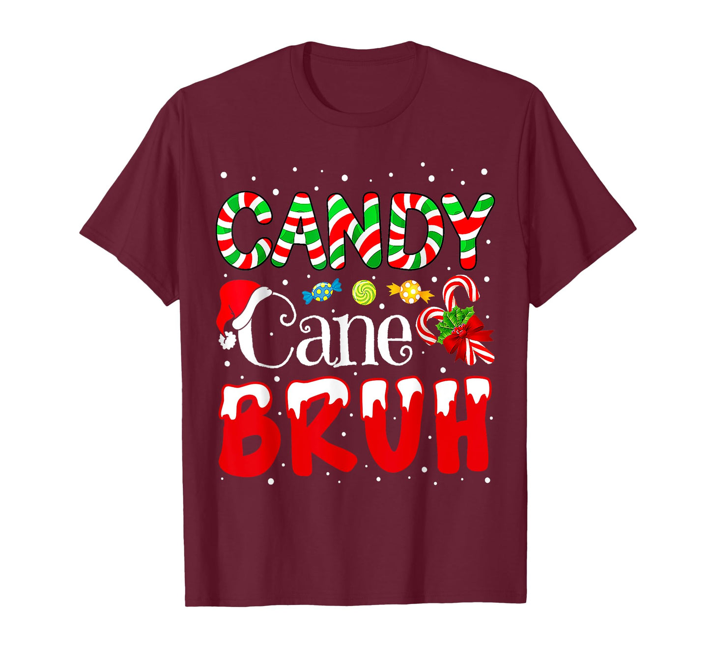 Candy Cane Bruh Christmas Love Candy Boys Girls Kids Xmas T-Shirt