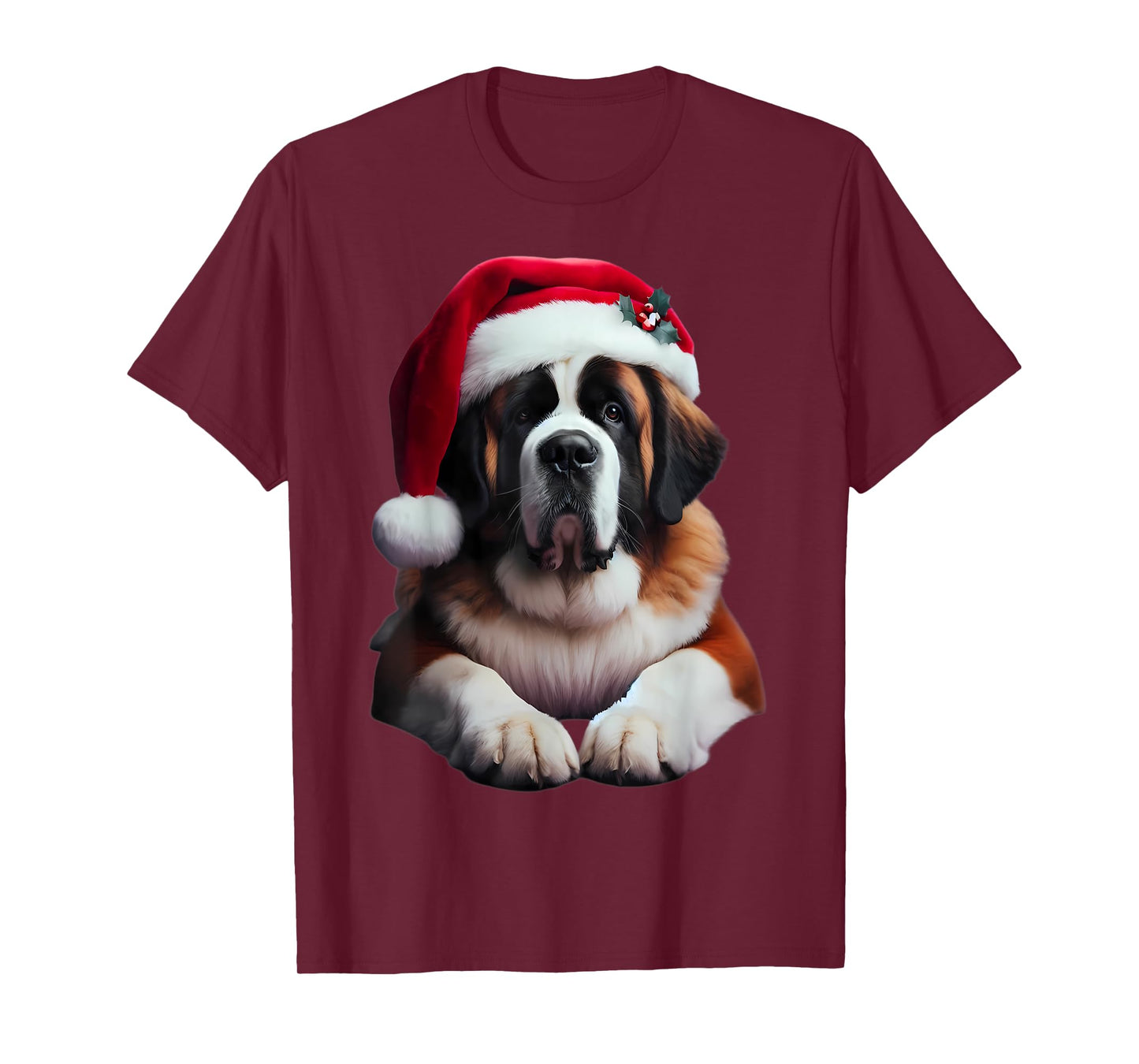 Saint Bernard With Santa Hat Christmas Xmas Dog Owner Mom T-Shirt