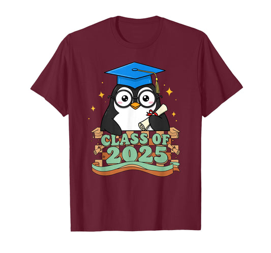 Graduate Penguin Class Of 2025 Kids Mens Womens Graduation T-Shirt