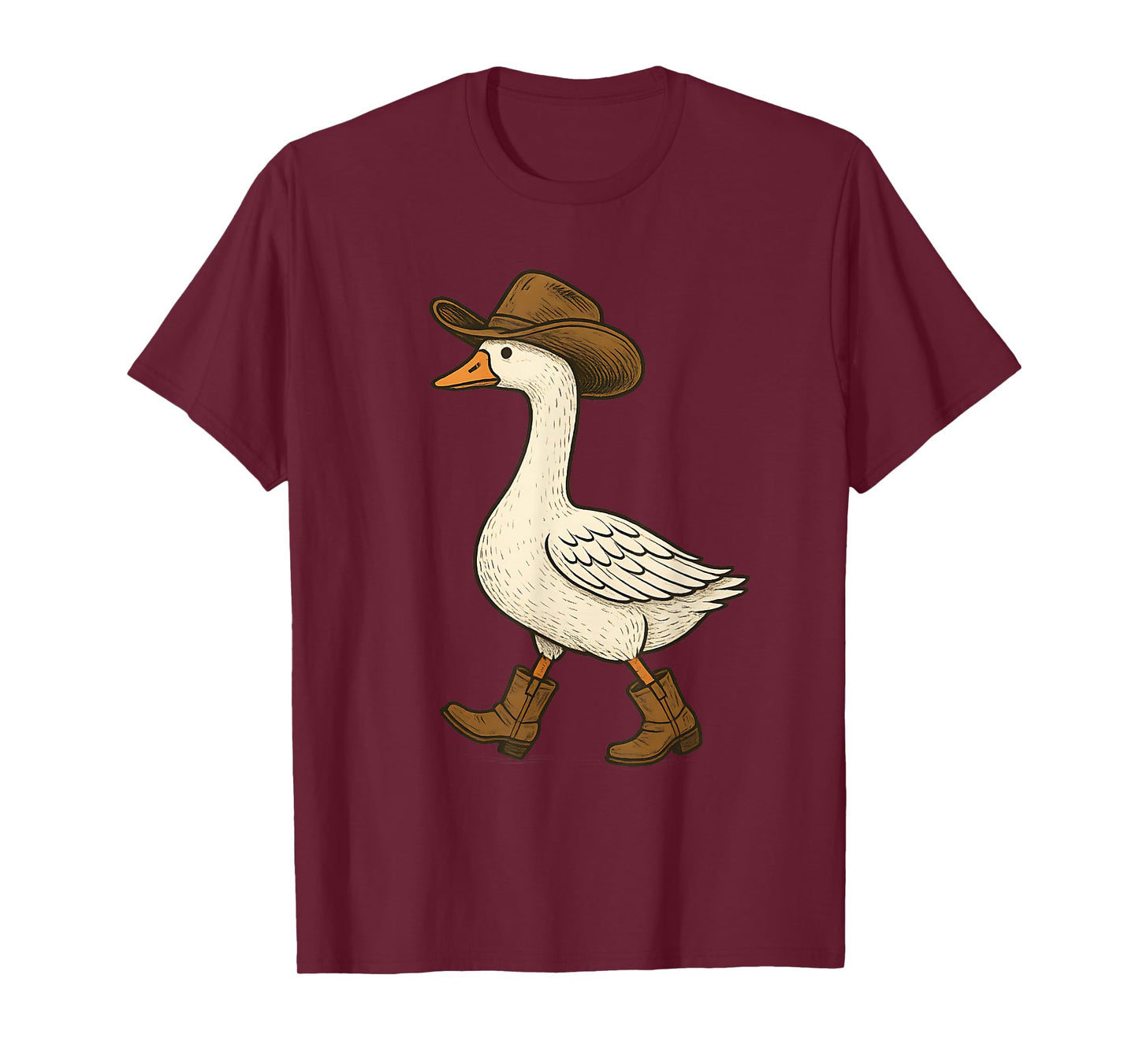 Cowboy Goose Funny Western Walking Boots Hat Humor Design T-Shirt