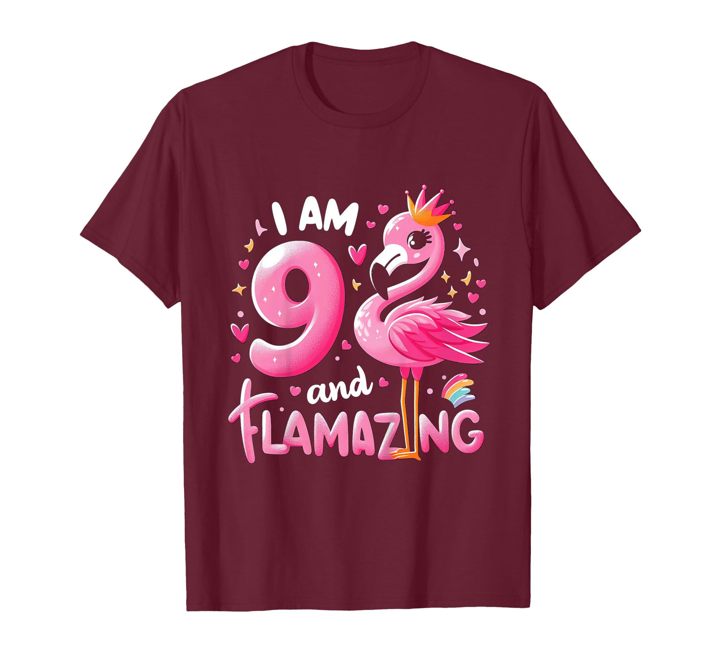 9 And Flamazing Nine Years Old 9th Birthday Flamingo T-Shirt