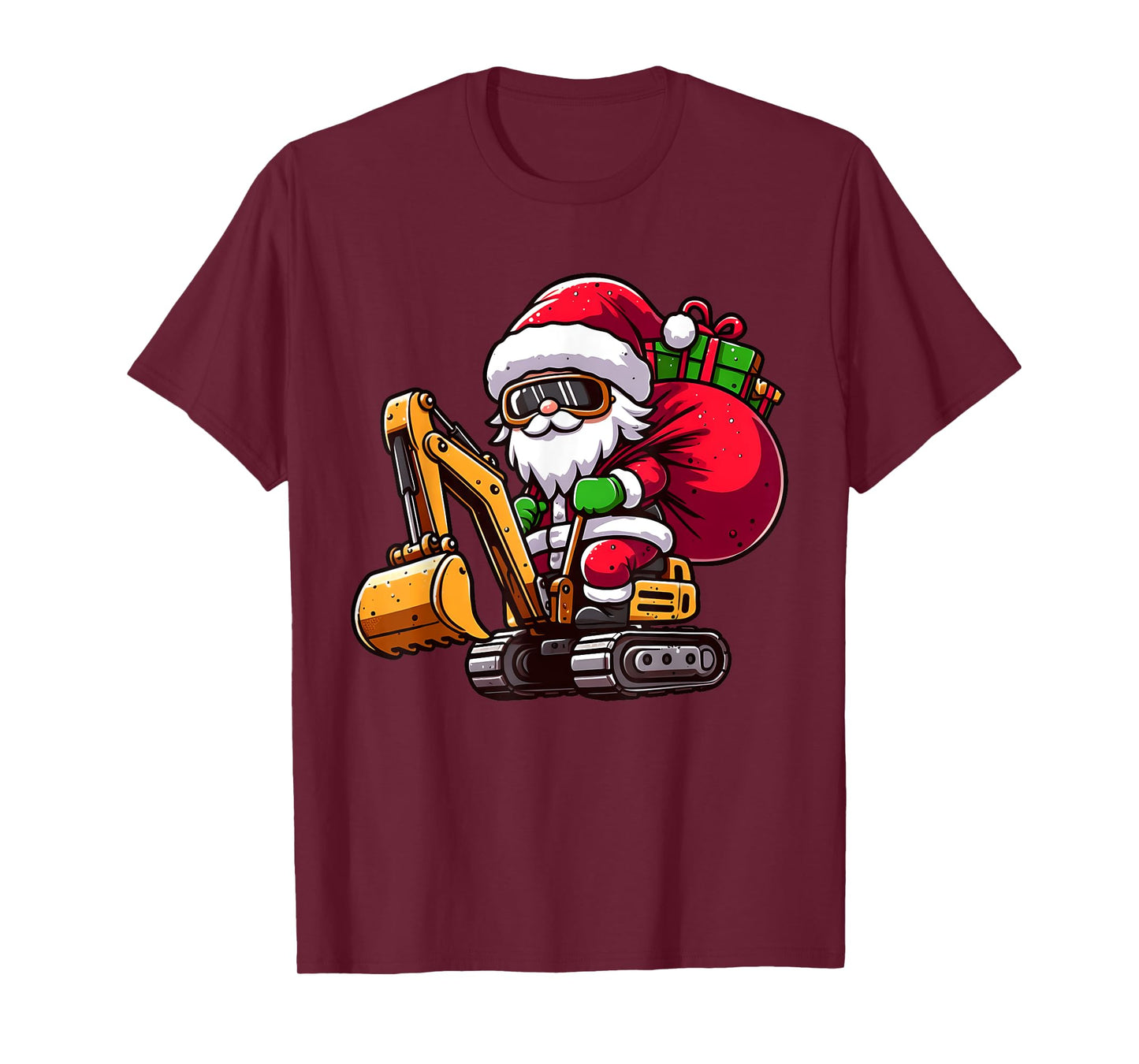 Christmas Santa Claus Driving Excavator Construction Pajama T-Shirt