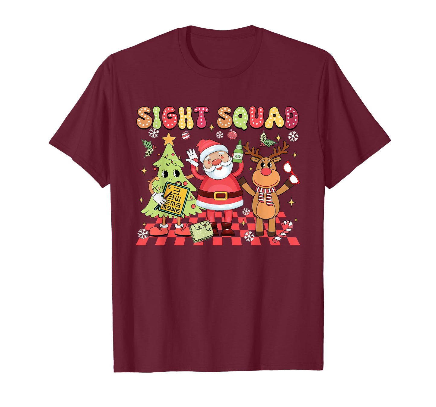 Sight Squad Christmas Optometry Ophthalmologist Crew T-Shirt