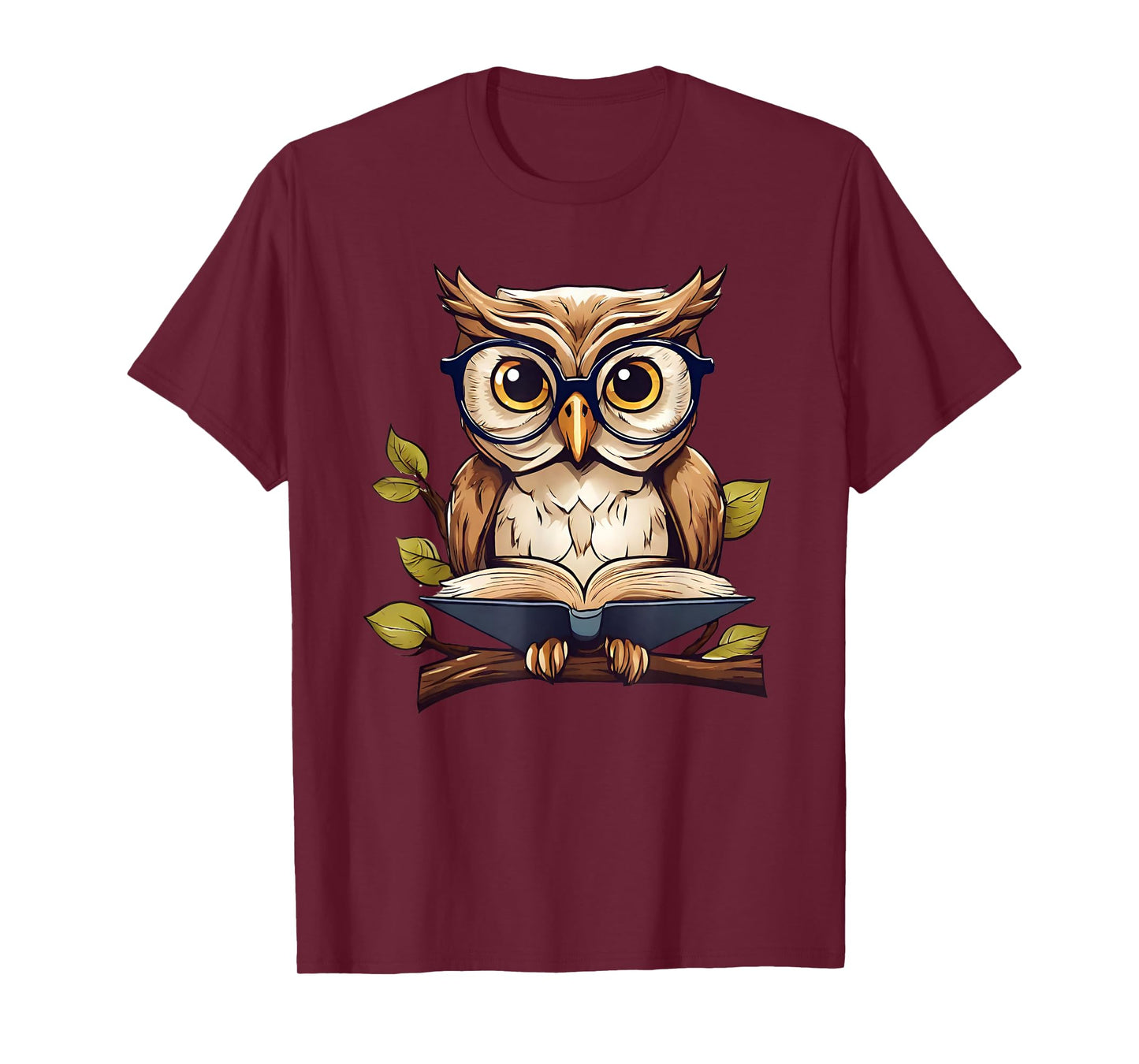 Funny Owl Reading A Book Perched On A Branch Bookworm T-Shirt