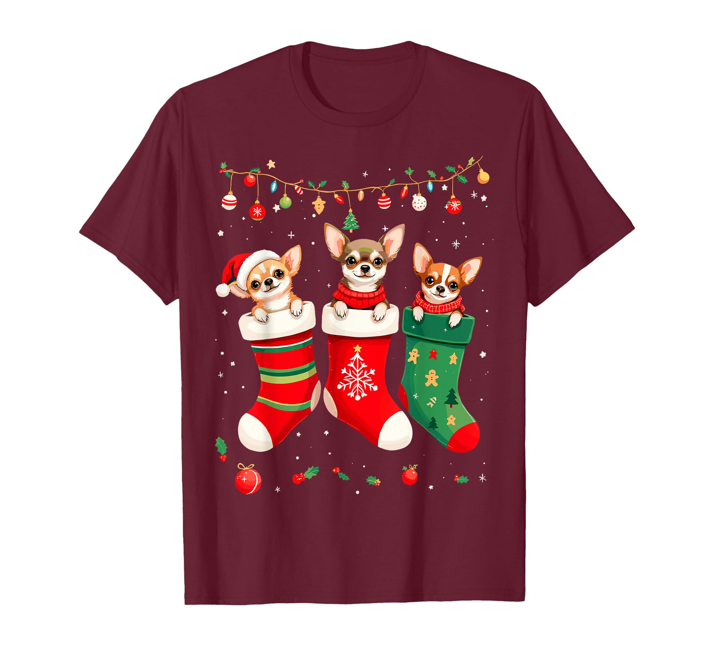 Funny Chihuahua Christmas Socks Xmas Dog Lover New Year T-Shirt for Men Women Kids