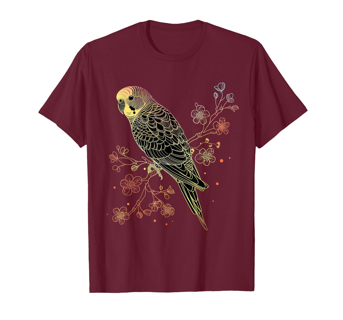 Budgie Parakeet Bird Mom Budgerigar Parrot Vintage Flower T-Shirt