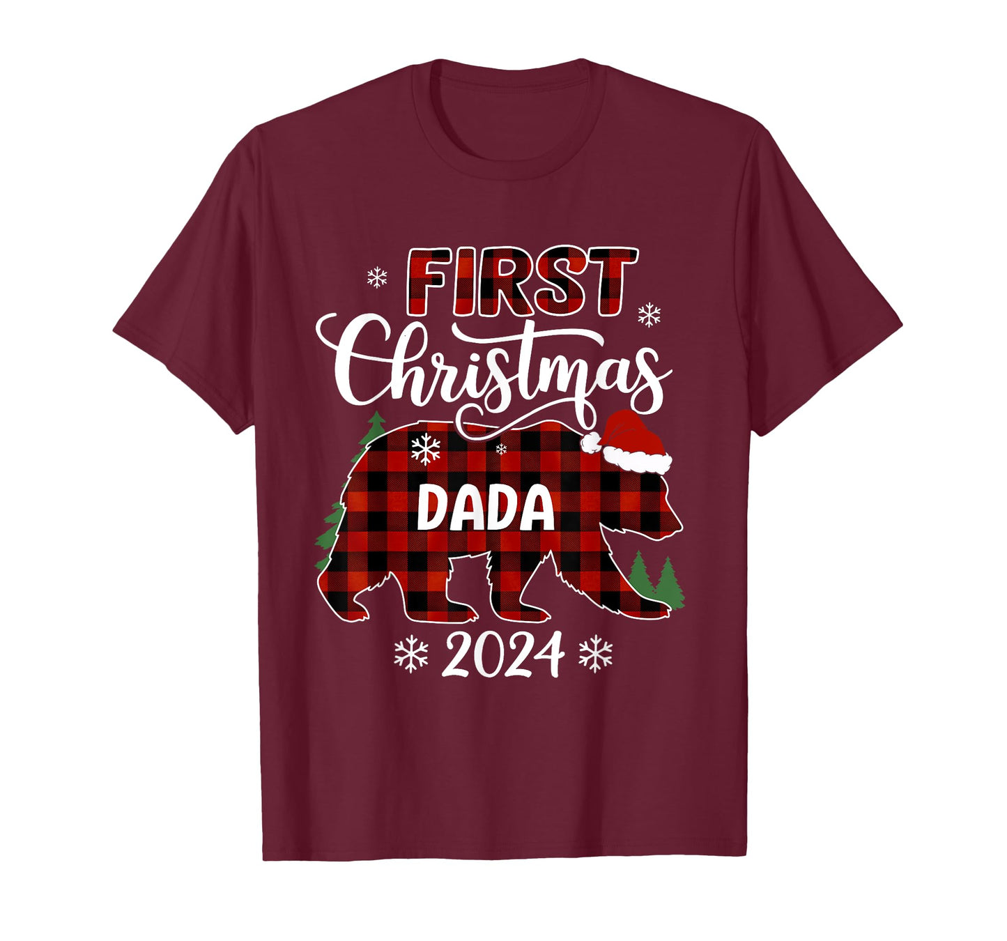 First Christmas Dada Buffalo Plaid Bear Christmas Party T-Shirt